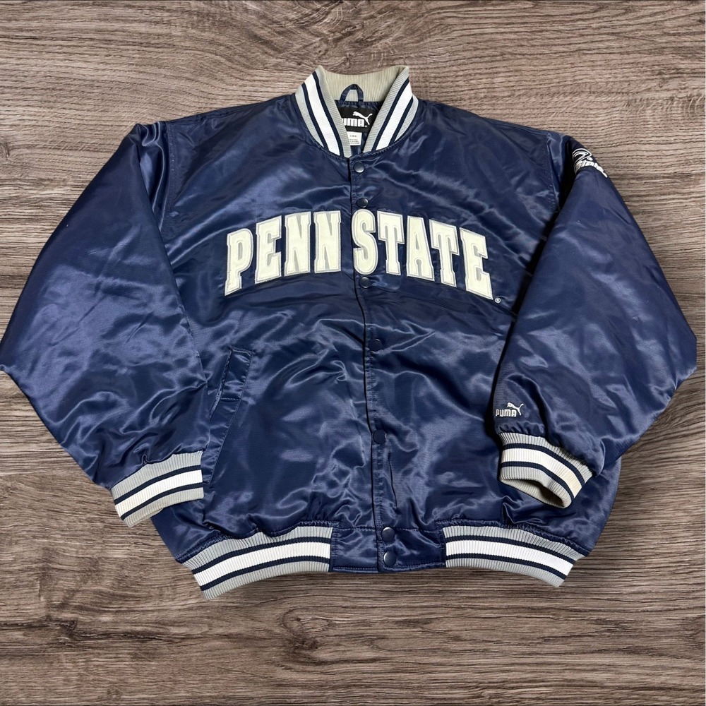 Vintage Starter Penn State Nittany Lions Satin Bomber Jacket Mens Large 90s USA
